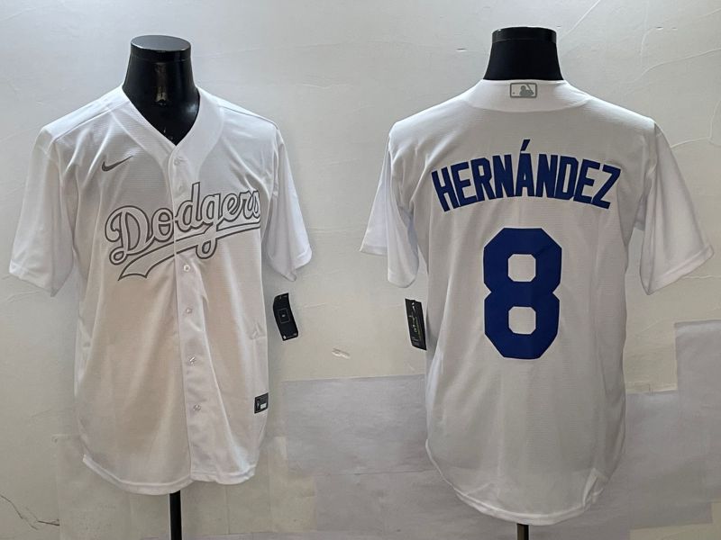 Men Los Angeles Dodgers #8 Hernandez White Fashion Edition Game 2025 Nike MLB Jersey style 1->los angeles dodgers->MLB Jersey